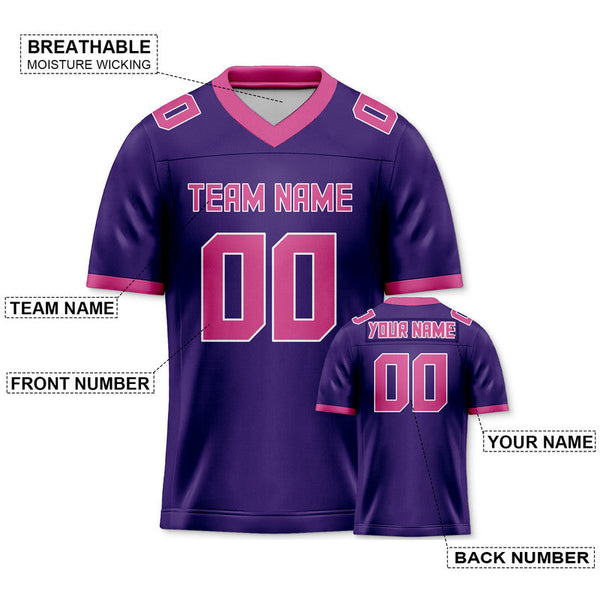 Custom Purple Pink Mesh Authentic Football Jersey