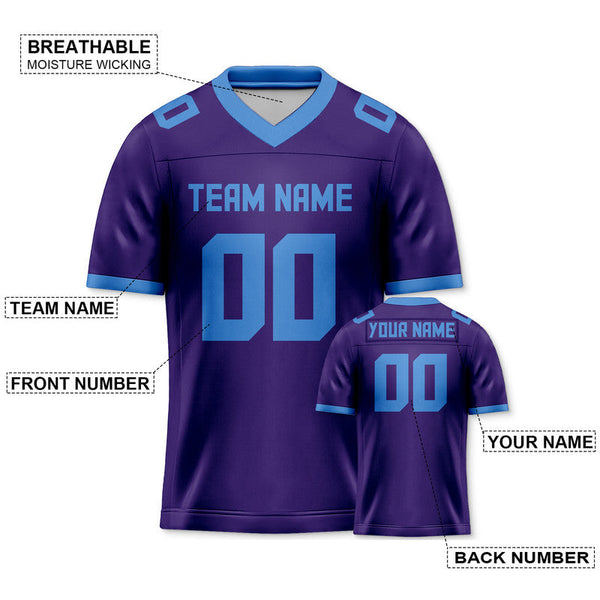 Custom Purple Powder Blue Mesh Authentic Football Jersey