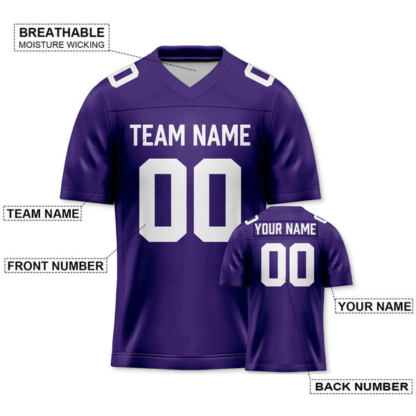 Custom Purple White Authentic Football Jersey