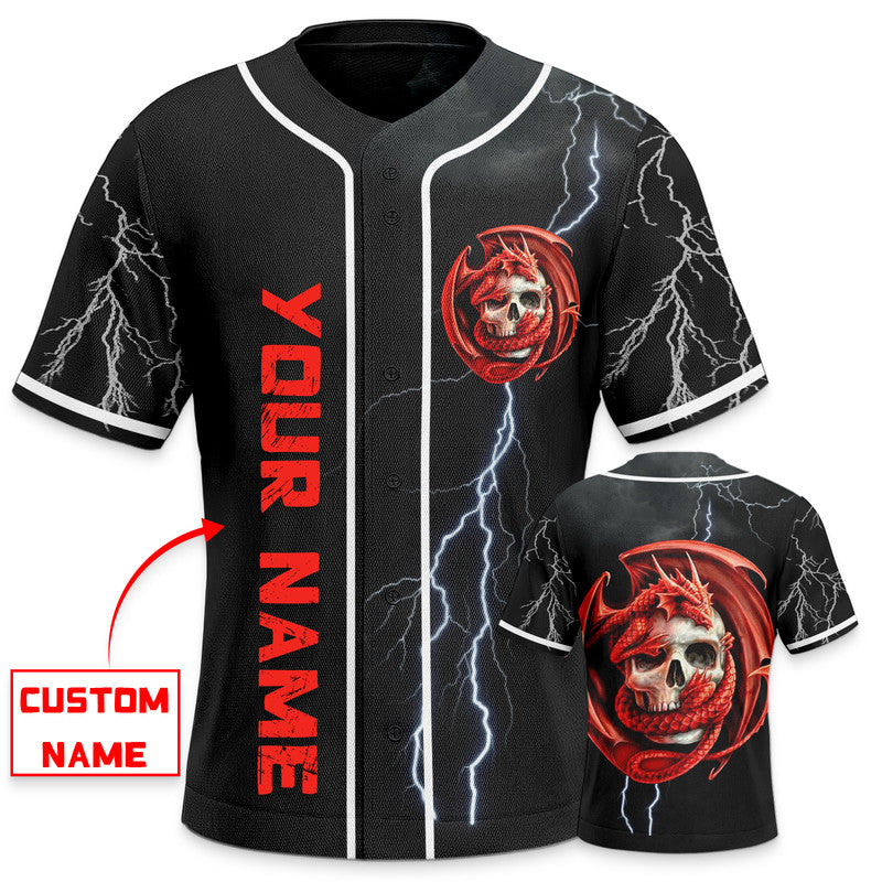 Red Celtic Dragon Skull Custom Baseball Jersey