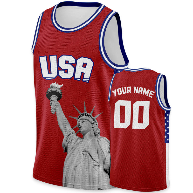 Red Statue of Liberty Basketball Uniform