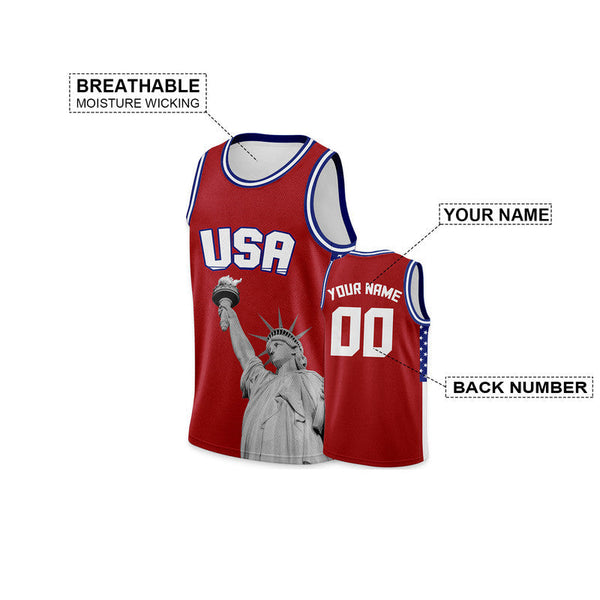 Red Statue of Liberty Basketball Uniform