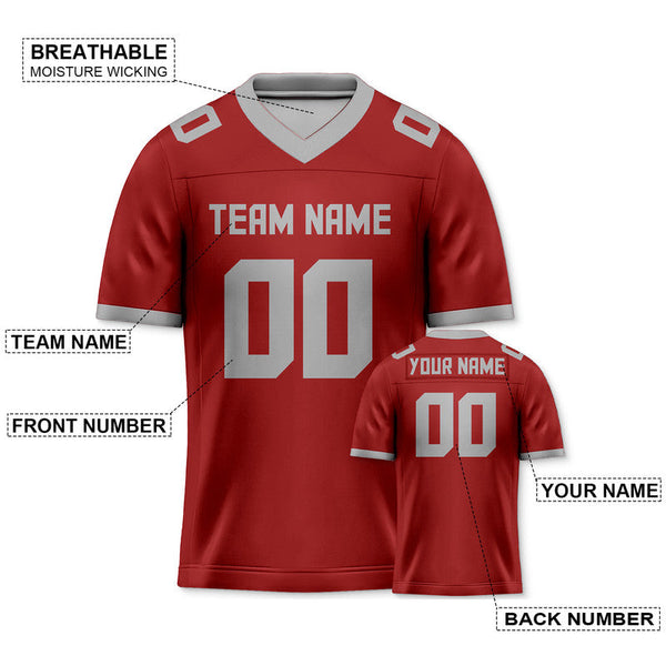 Custom Red Gray Mesh Authentic Football Jersey