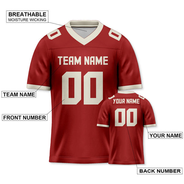 Custom Red Cream Mesh Authentic Football Jersey