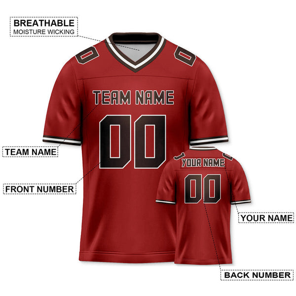 Custom Red Black Mesh Authentic Football Jersey