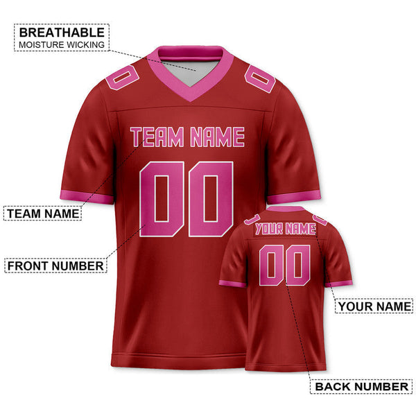 Custom Red Pink Mesh Authentic Football Jersey