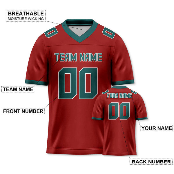 Custom Red Kelly Green Mesh Authentic Football Jersey