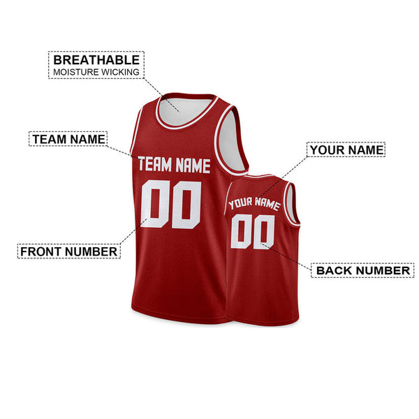 Custom Red White Authentic Basketball Jersey