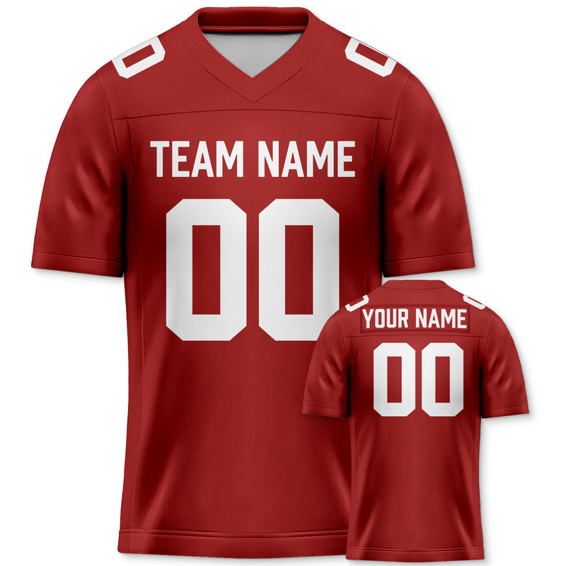 Custom Red White Authentic Football Jersey