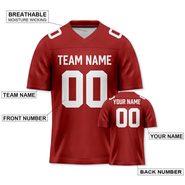 Custom Red White Authentic Football Jersey