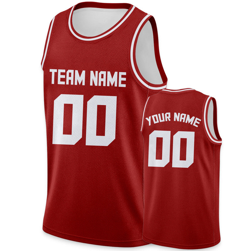 Custom Red White Authentic Basketball Jersey