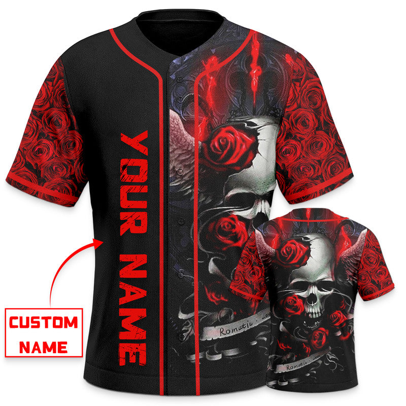 Romantic Love Roses Sugar Skull Custom Baseball Jersey