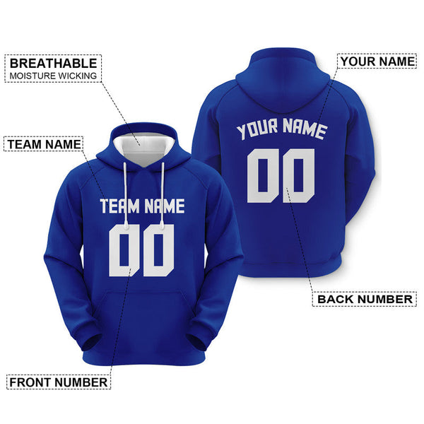 Custom Royal White  Sports Pullover Sweatshirt  Football Hoodie