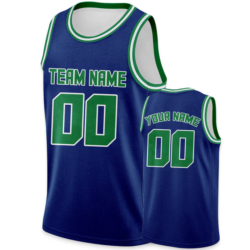 Custom Royal Green Round Neck Rib-Knit Basketball Jersey