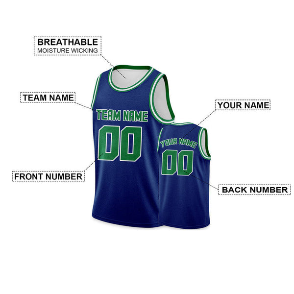 Custom Royal Green Round Neck Rib-Knit Basketball Jersey