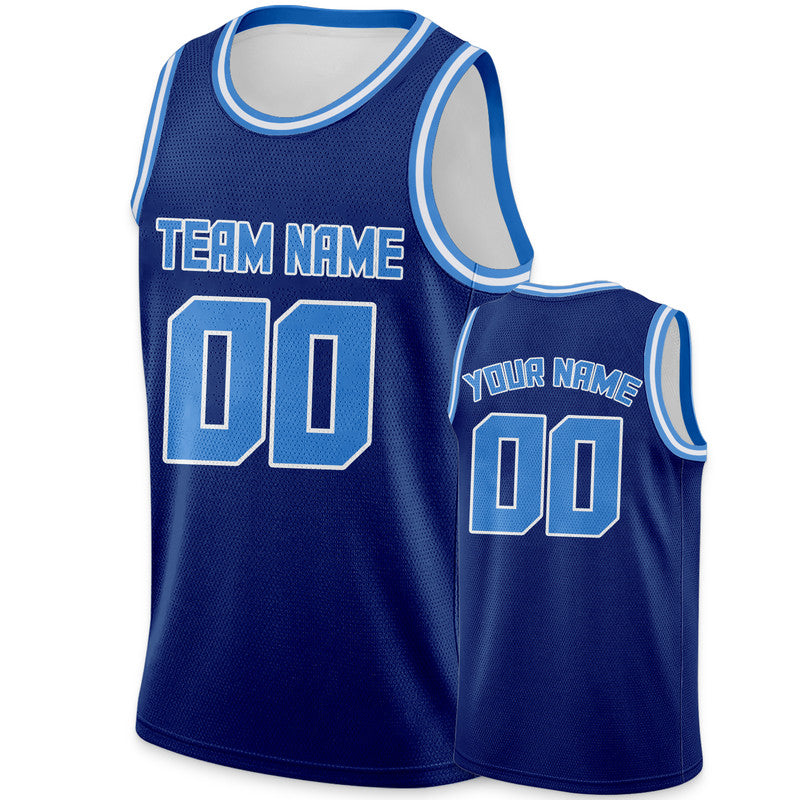 Custom Royal Powder Blue Round Neck Rib-Knit Basketball Jersey