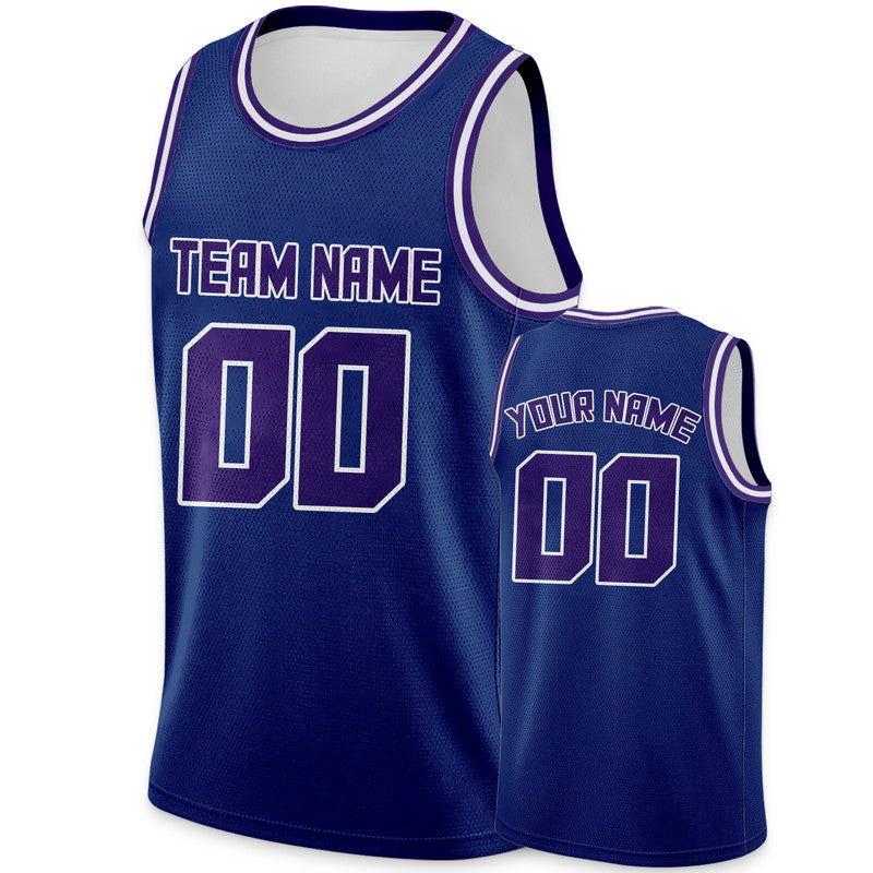 Custom Royal Purple Round Neck Rib-Knit Basketball Jersey