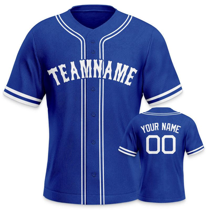 Custom Royal-White Authentic Baseball Jersey-2