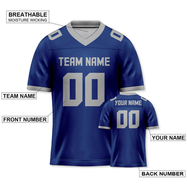 Custom Royal Gray Mesh Authentic Football Jersey