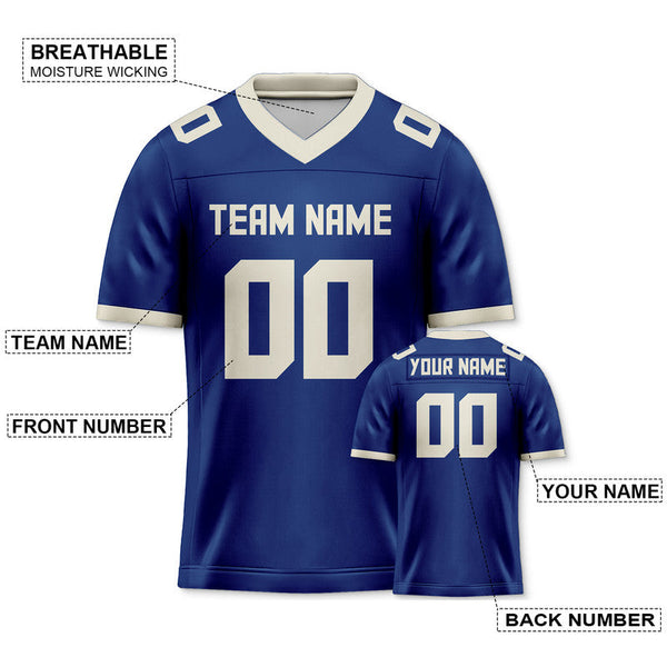 Custom Royal Cream Mesh Authentic Football Jersey