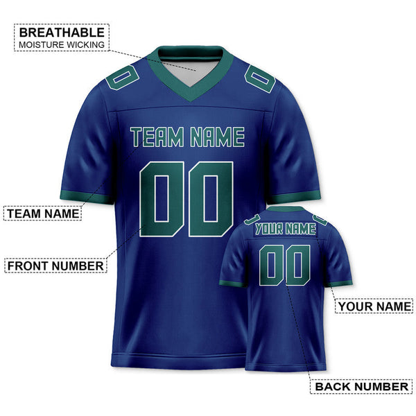 Custom Royal Kelly Green Mesh Authentic Football Jersey