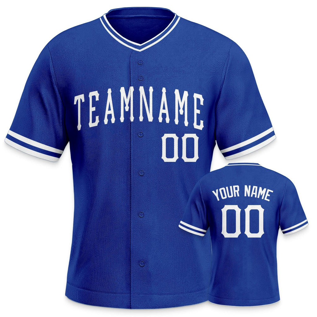 Custom Royal-White Authentic Baseball Jersey-1