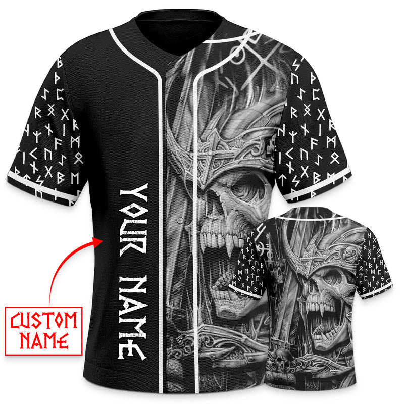 Runes King Skull Ghost Viking Custom Baseball Jersey