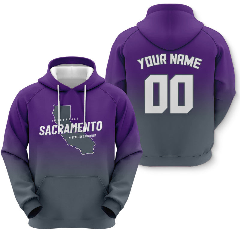 Custom Sports Pullover Sweatshirt Basketball Split State Map Sacramento Fashion Hoodie