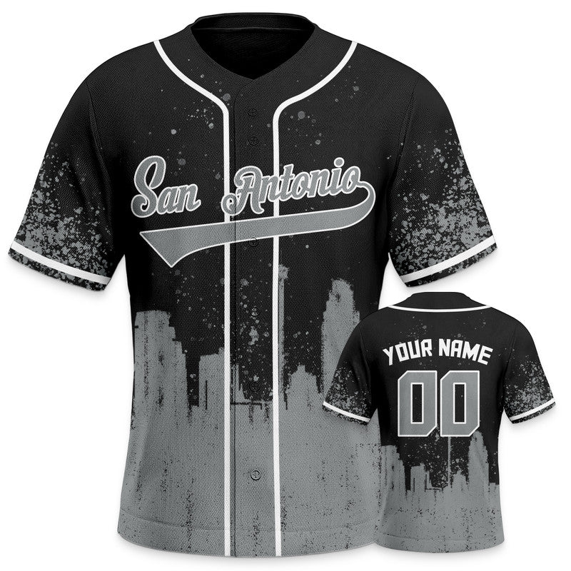 Custom 3D Graffiti Black Gray-White Authentic Baseball Silhouette Jersey