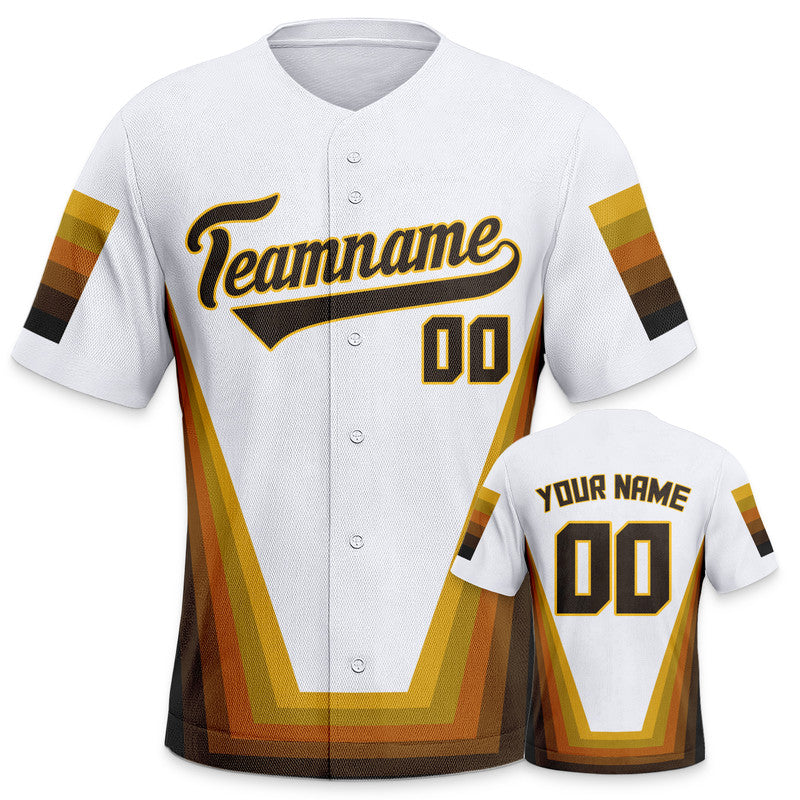 Custom White Brown-Gold Creative  Cool Concept Authentic Baseball Jersey