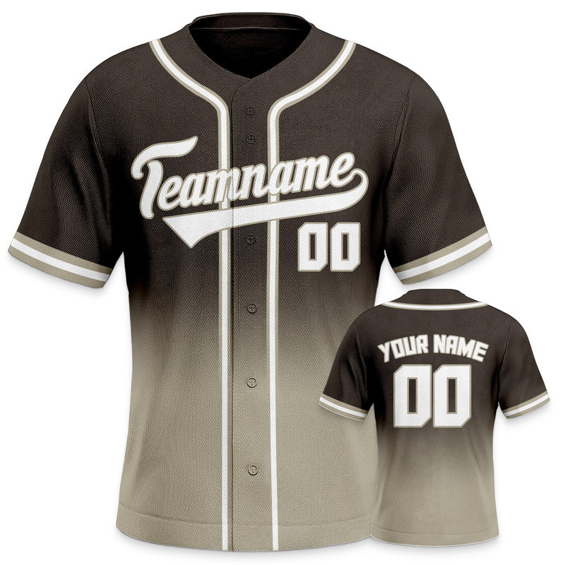 Custom Brown Gray-White Authentic Fade Fashion Baseball Jersey