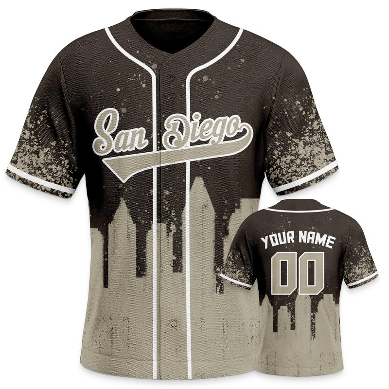 Custom 3D Graffiti Brown Gray-White Authentic Baseball Silhouette Jersey