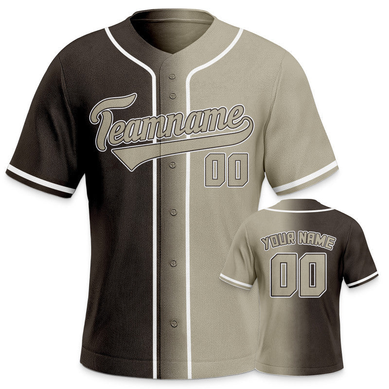 Custom Brown Gray-White Authentic Split Fashion Baseball Jersey