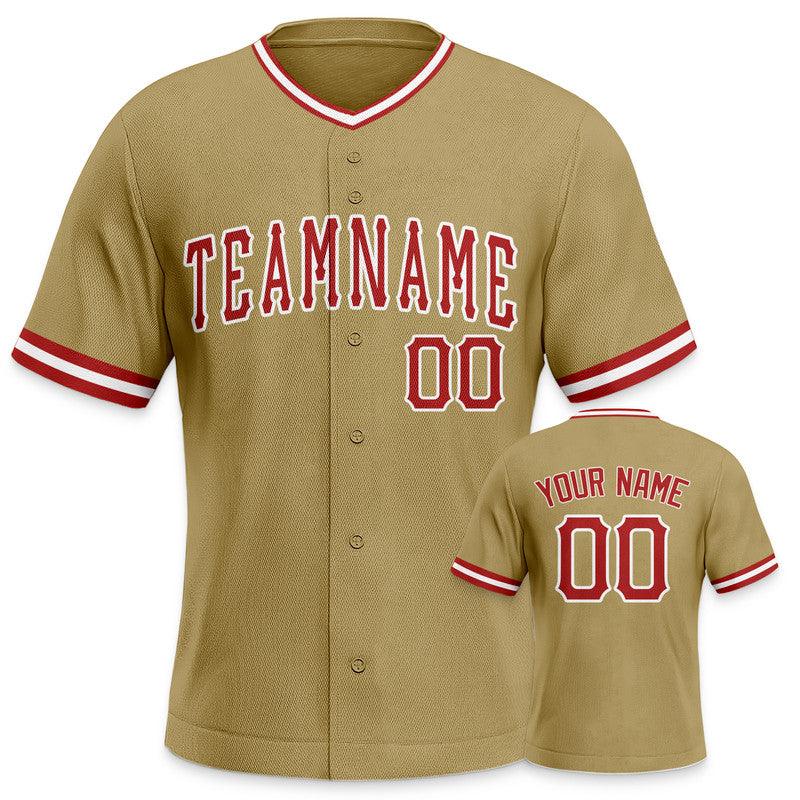 Custom Gold Red-White Authentic Baseball Jersey-1