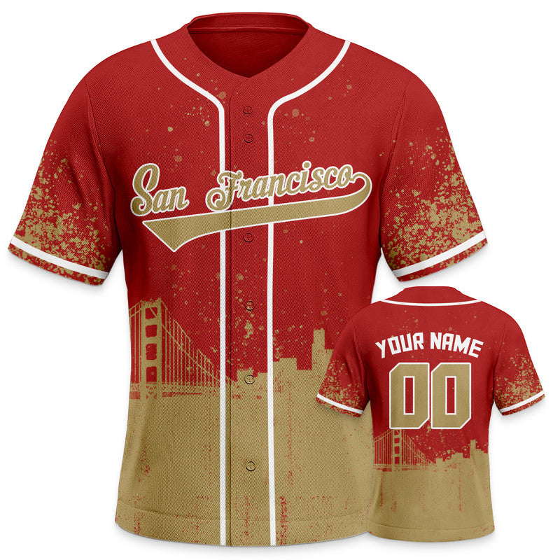 Custom 3D Graffiti Red Old Gold-White Authentic Baseball Silhouette Jersey