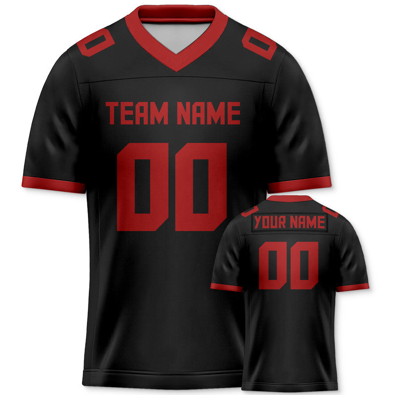 Custom Black Red Mesh Authentic Football Jersey