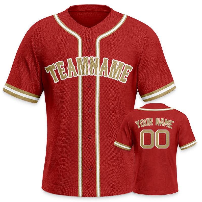 Custom Red Gold Authentic Baseball Jersey-2