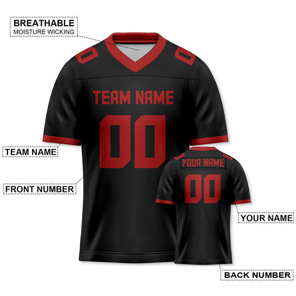 Custom Black Red Mesh Authentic Football Jersey