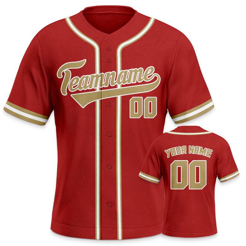 Custom Red Gold Authentic Baseball Jersey