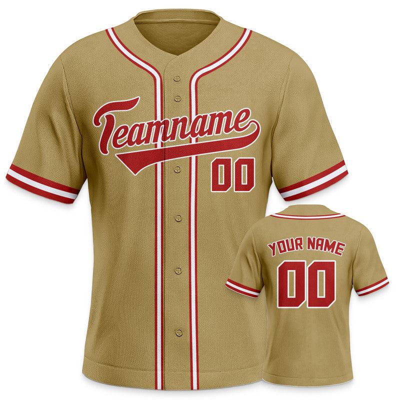 Custom Gold Red-White Authentic Baseball Jersey