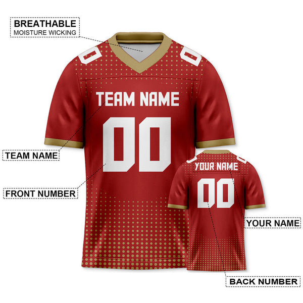 Custom Red White-Gold Concept Version Authentic Football Jersey