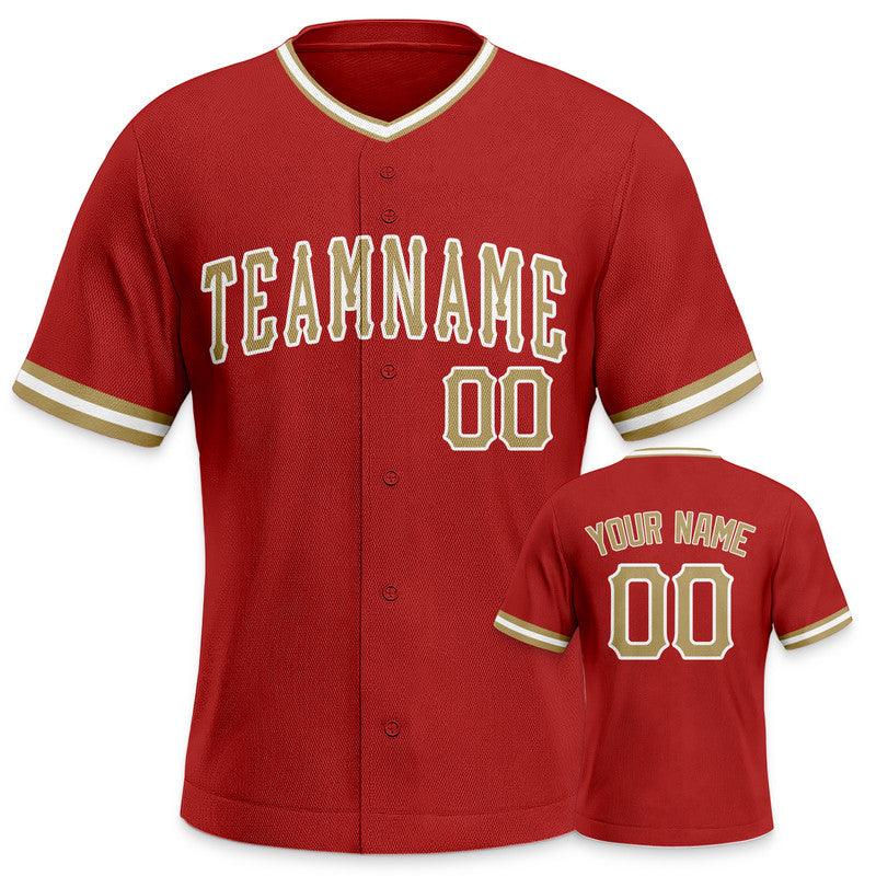 Custom Red Gold Authentic Baseball Jersey-1