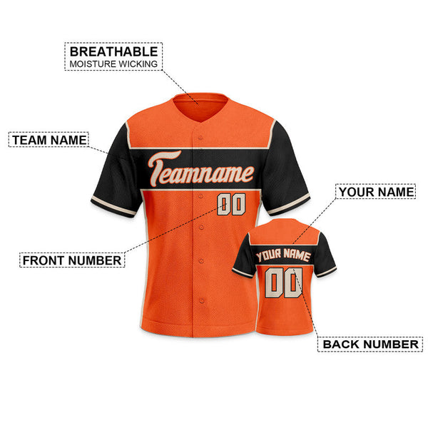 Custom Orange Black-Beige Creative  Cool Concept Authentic Baseball Jersey