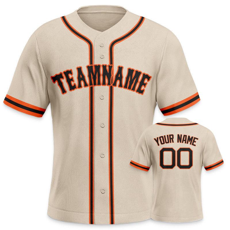 Custom Beige Black-Orange Authentic Baseball Jersey-2