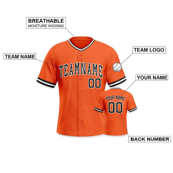 Custom Orange Black-White Authentic Baseball Jersey-1