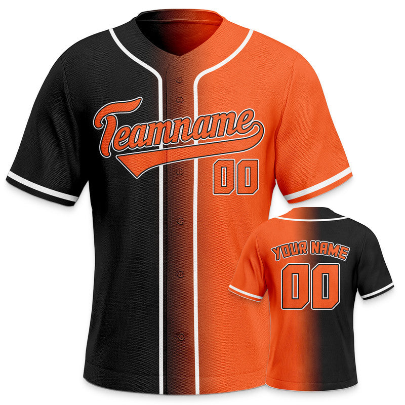 Custom Orange Black-White Authentic Split Fashion Baseball Jersey