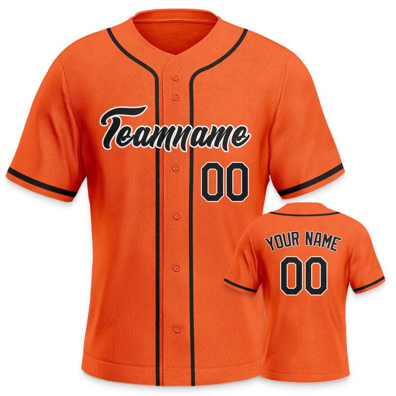 Custom Orange Black-White Authentic Baseball Jersey-3