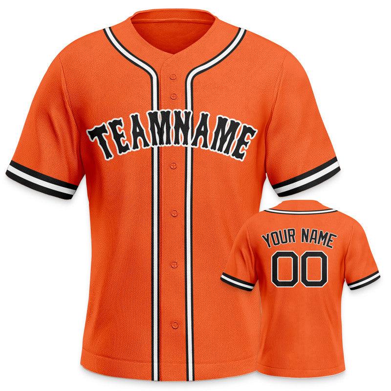 Custom Orange Black-White Authentic Baseball Jersey-2