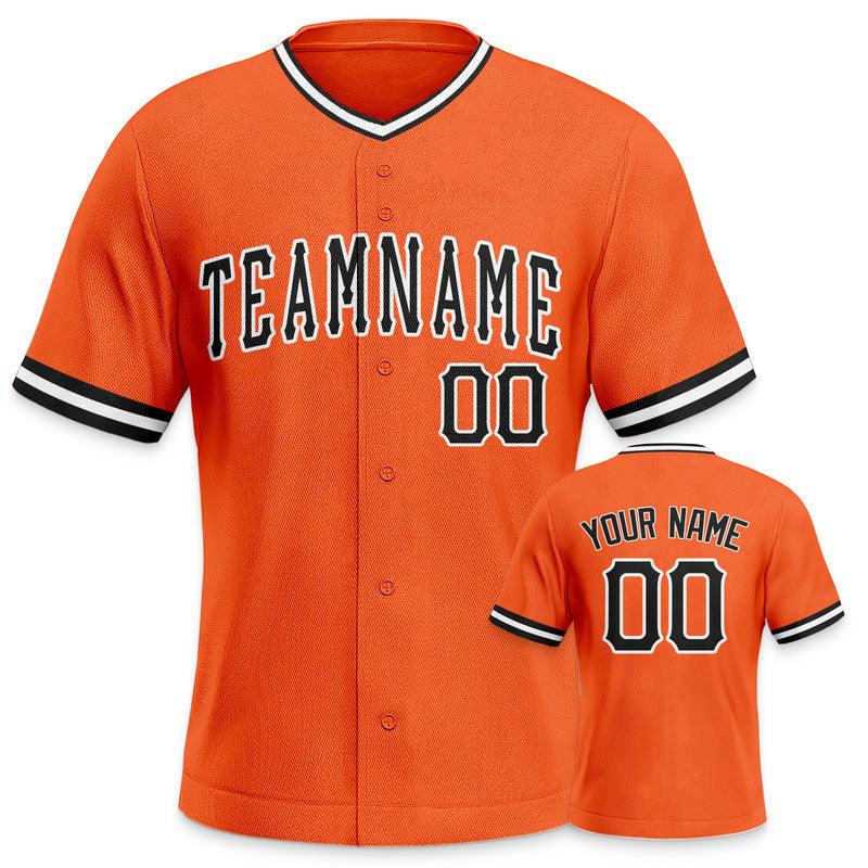 Custom Orange Black-White Authentic Baseball Jersey-1