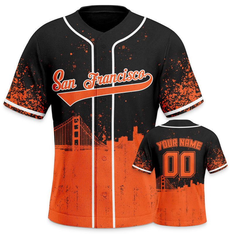 Custom 3D Graffiti Black Orange-White Authentic Baseball Silhouette Jersey